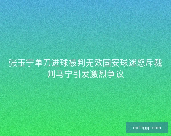 张玉宁单刀进球被判无效国安球迷怒斥裁判马宁引发激烈争议