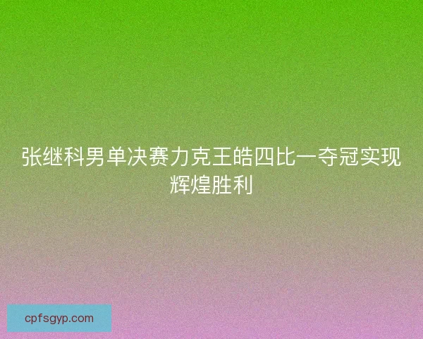 张继科男单决赛力克王皓四比一夺冠实现辉煌胜利