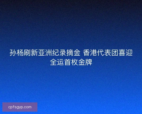 孙杨刷新亚洲纪录摘金 香港代表团喜迎全运首枚金牌