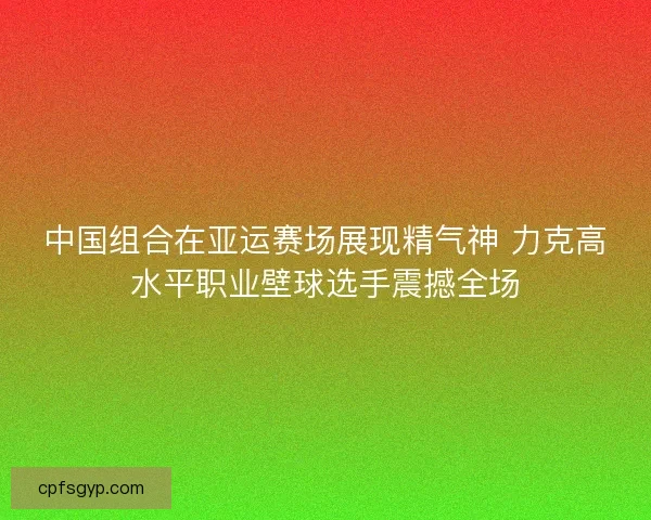 中国组合在亚运赛场展现精气神 力克高水平职业壁球选手震撼全场