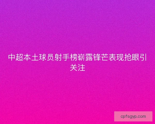 中超本土球员射手榜崭露锋芒表现抢眼引关注